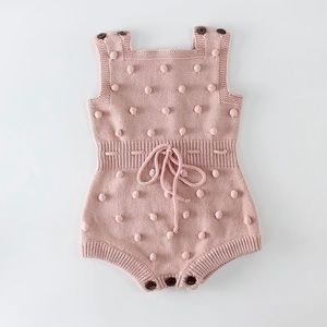 Knitted Onesie, Pom Pom onesie for Baby Girl